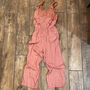 A&F GIRL’S PINK SLEEVELESS RUFFLE JUMPSUIT SZ 9/10